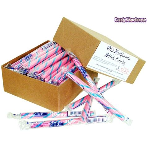 Old Fashioned Hard Candy Sticks Sour Strawberry 80 Piece Box Old