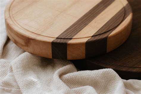 Custom Handmade Round Solid Wood Cutting Board W Juice Etsy