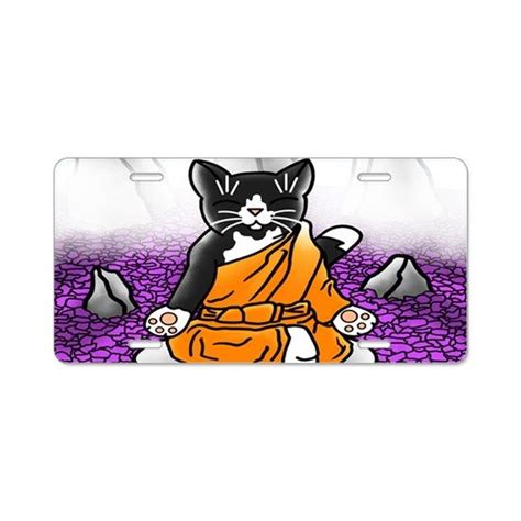 Buddhist Tuxedo Meditation Aluminum License Plate By Acrylic Cats