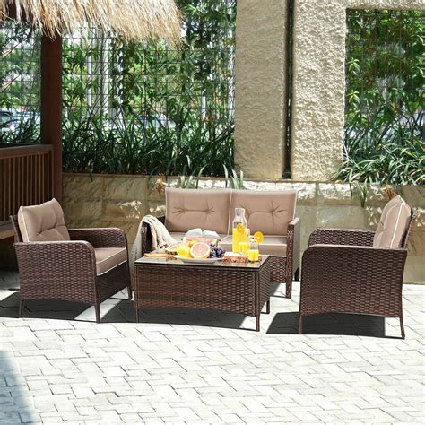 Buy clearance/closeout patio furniture at macys.com! Costway Outdoor Patio Rattan Wicker Furniture Set | Best ...