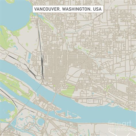Vancouver Washington Us City Street Map Digital Art By Frank Ramspott
