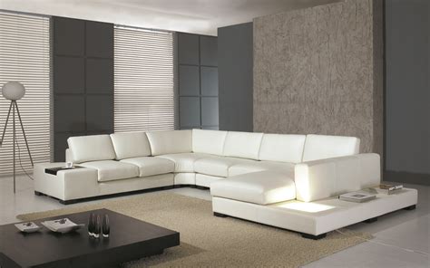 Modern White Bonded Leather Sectional Sofa T35 Contemporary Living Room