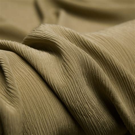 3d Pleated Wrinkled And Crinkled Light Camel Color Pure Silk Fabric Sewing For Dress Skirt