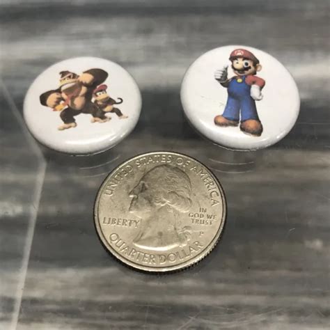 Vtg Nintendo Super Mario Bros Donkey Kong Jr Diddy Pin Button Nintendo