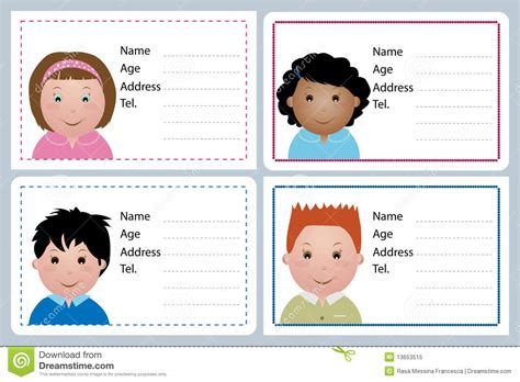 Find over 100+ of the best free kids room images. Children Name Cards Cartoon Vector | CartoonDealer.com ...