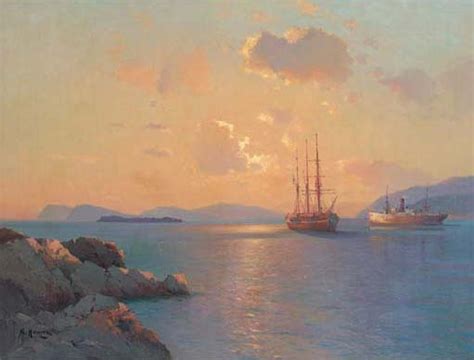 Alexei Vasilievich Hanzen Two Ships At Sunset 1931 Mutualart
