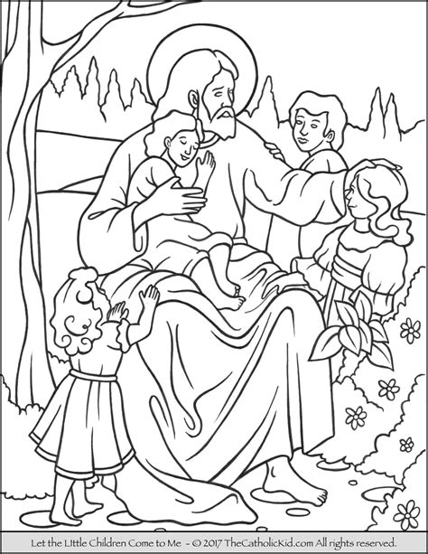 Coloring book anti stress for adults. Jesus - Let the Little Children Come to Me Coloring Page ...