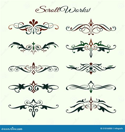 Scroll Works Design Ornamental Decorative Element Royalty Free Stock