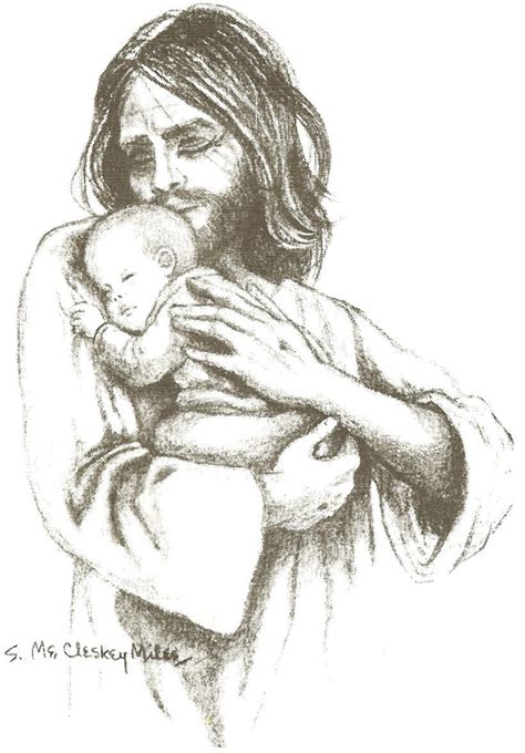 Pencil Drawing Of Jesus Holding A Baby Pencildrawing2019