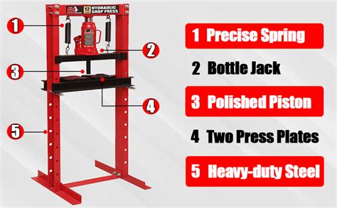 Torin Big RED T Steel H Frame Hydraulic Garage Shop Floor Press With Stamping Plates