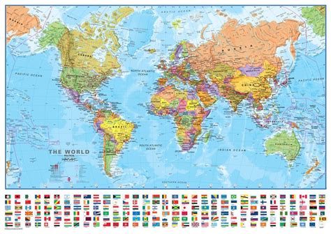 World 140 Wall Map Laminated Educational Poster Laminated Poster