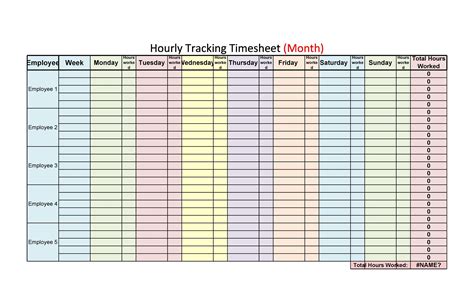 Hourly Schedule Template Printable