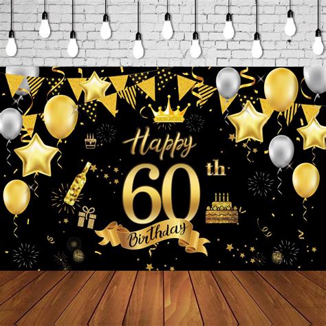 Buy Mocossmy Happy 60th Birthday Background Banner Party Decoration