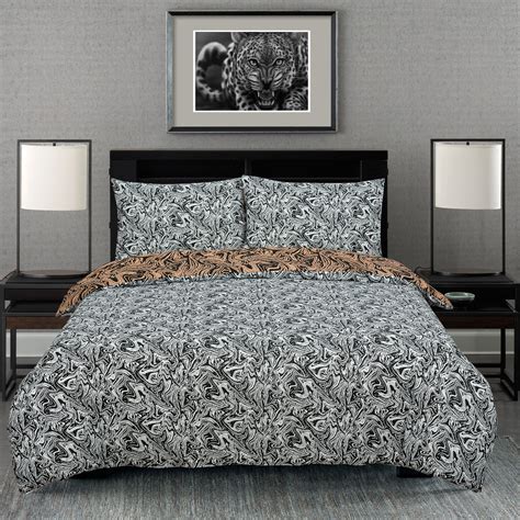 Marble Brown Reversible Rotary Single Bed Duvet Quilt Cover Set
