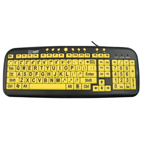Large Print Keyboard Yellow Keys Black Print Wired