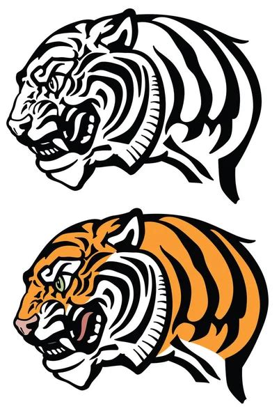 Tiger Head Logo Icon Emblem Badge Tattoo Isolated Vector Illustration