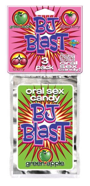 3 Pack Of Bj Blast Oral Sex Candies In Cherry Strawberry And Green Apple