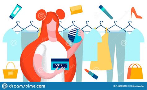 Woman Choosing Clothes Vector Flat Illustration Stock Vector - Illustration of composition, care ...