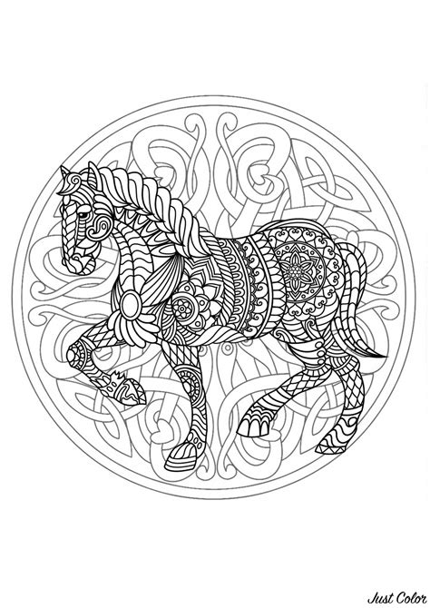 Complex Mandala Coloring Page With Horse 3 Difficult