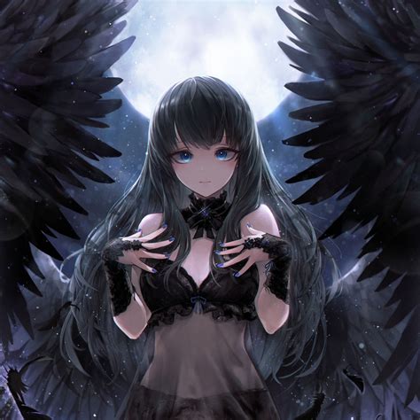 Desktop Wallpaper Black Angel Cute Anime Girl Art Hd Image Picture Background F1bd77