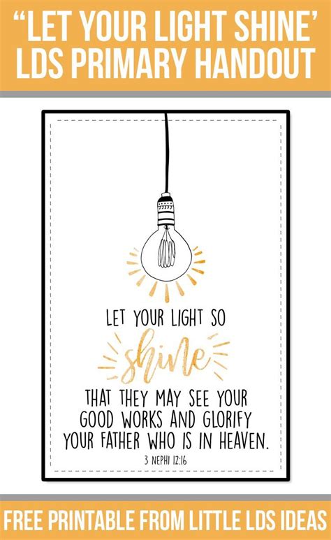 Let Your Light Shine Lds Handout Free Printable From Lds Handouts