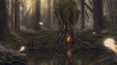 Spirit Forest By Julien Hauville Fantasy 2d Fantasy Landscape
