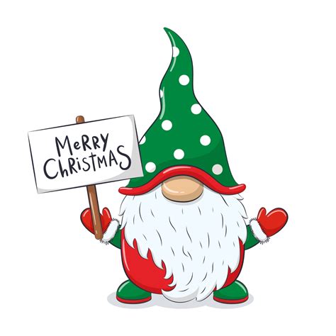 Cute Cheerful Gnome With Phrase Merry Christmas 3417385 Vector Art At