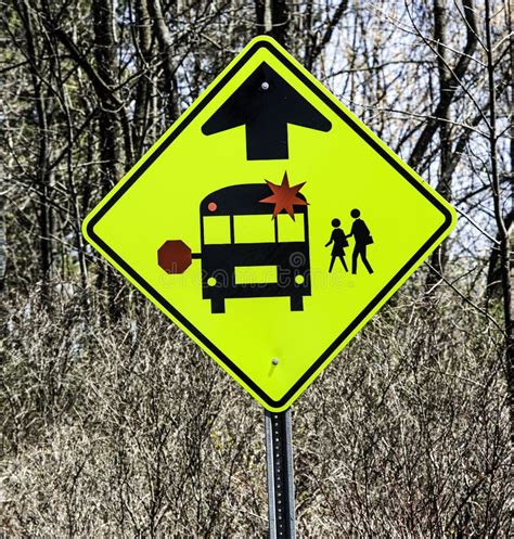 School Bus Warning Traffic Sign Stock Image Image Of School