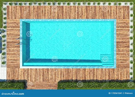 Bovenaanzicht Rechthoekige Zwembad Stock Illustratie Illustration Of Renderen Zwemmen