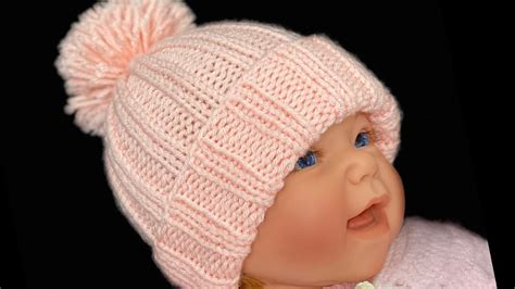 Easy Knit Baby Hat For Beginners Left Hand Version Youtube