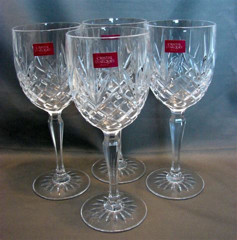 4 Cristal D Arques Masquerade Pattern 7 3 8 Wine Crystal Glasses J G Durand Cristal D Arques