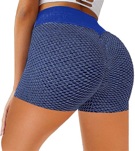luckme sexy booty shorts women honeycomb anti cellulite sport shorts high waisted patchwork butt