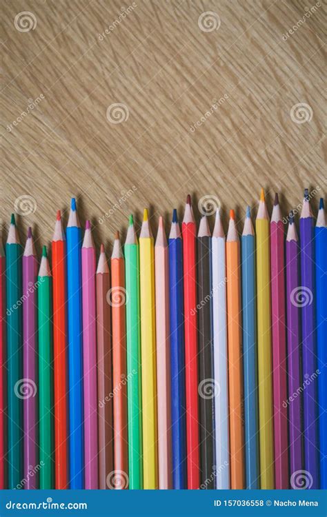 Color Pencils On Wooden Background With Copy Space Back To School And