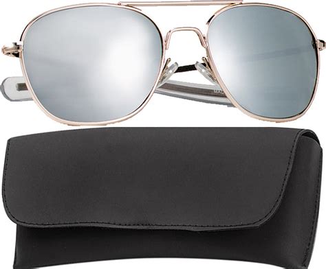 gold military gi style 58mm pilots aviator sunglasses with case mirror lenses galaxy army navy