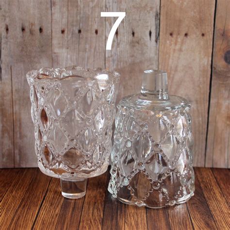 Vintage Clear Glass Votive Cups Pairs You Choose Patterned Votive Candle Holders With Peg