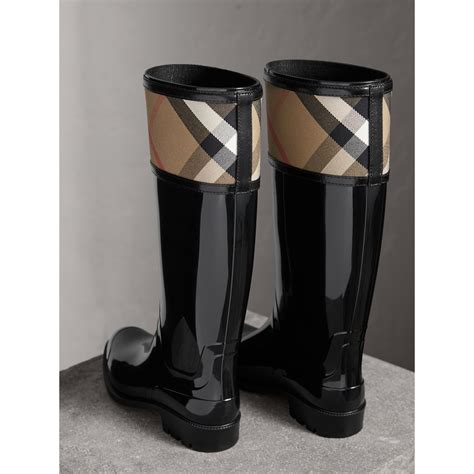 house check rain boots in black women burberry united states
