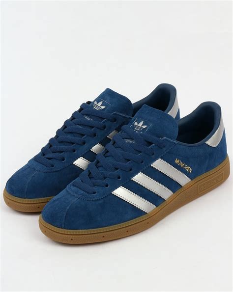 Adidas Munchen Trainers Mystery Bluesilveroriginalsshoesmenssneakers