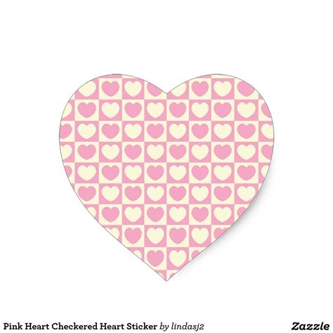 Pink Heart Checkered Heart Sticker Heart Stickers Pink