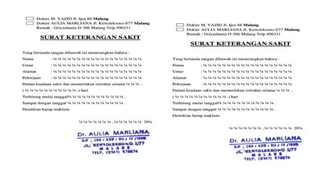 Surat Dokter Aulia Marliana Doc Document