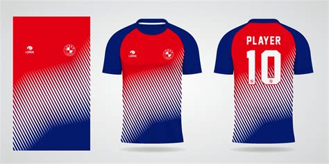 Red White Blue Jersey Template For Team Uniforms And Soccer T Shirt