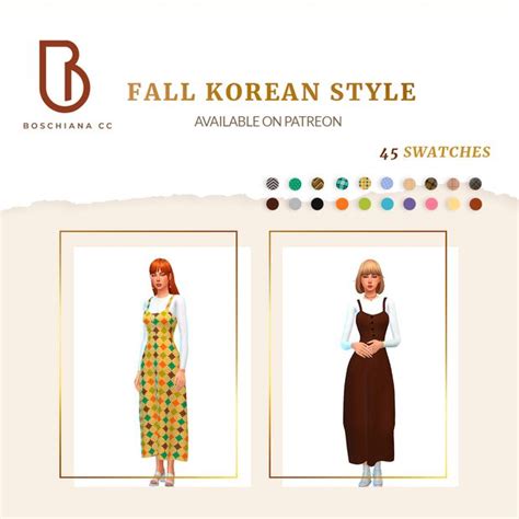 Fall Korean Style 🍂🍁 Boschiana Cc In 2023 Korean Fashion Sims 4