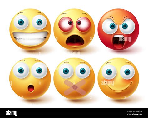 Smiley Emoji Vector Set Smileys Emoticon Yellow And Red Icon