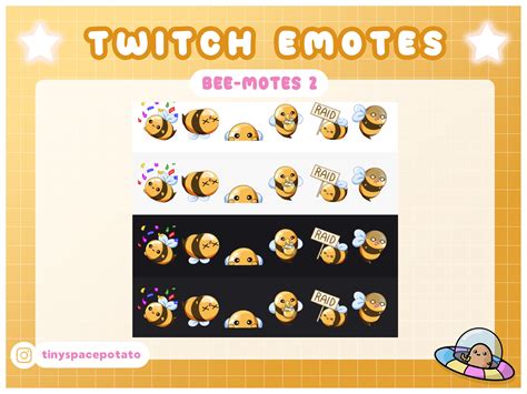 Cute Twitch Emotes Pack Bees Set Of 6 Custom Twitch Emotes Etsy
