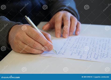 Man Write Letter Stock Photo Image Of Document Paper 88129818