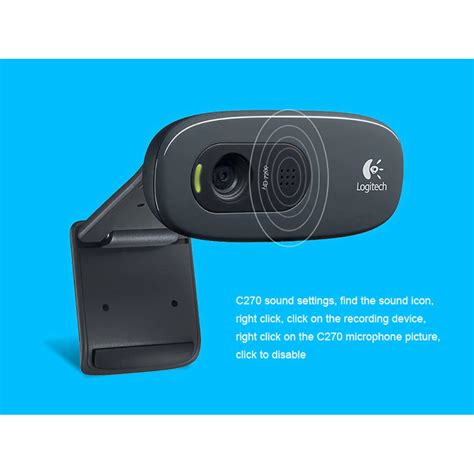 Logitech Mini Webcam Hd 720p With Microphone C270 Black