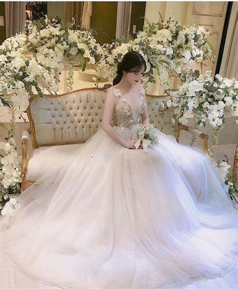 Ulzzang Gaun Pengantin Berwarna Gaun Pengantin Putri Gaun Perkawinan