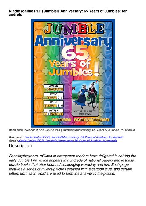 Kindle online PDF Jumble® Anniversary 65 Years of Jumbles for android