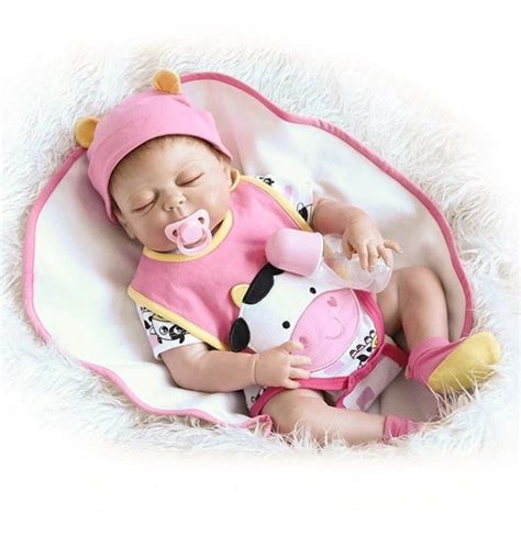 boneca bebê reborn grande silicone olhos fechados dormindo r 429 00 em mercado livre