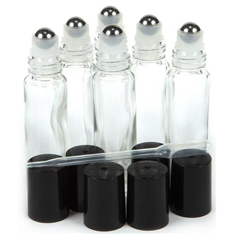 Vivaplex Vivaplex 6 Clear 10 Ml Glass Roll On Bottles With
