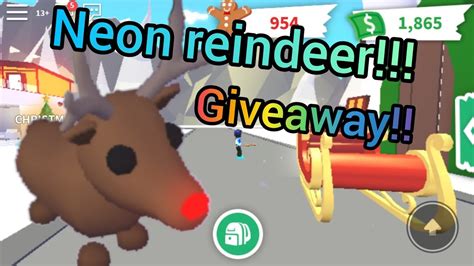 Neon Reindeer Giveaway Rudolph Adopt Me Youtube